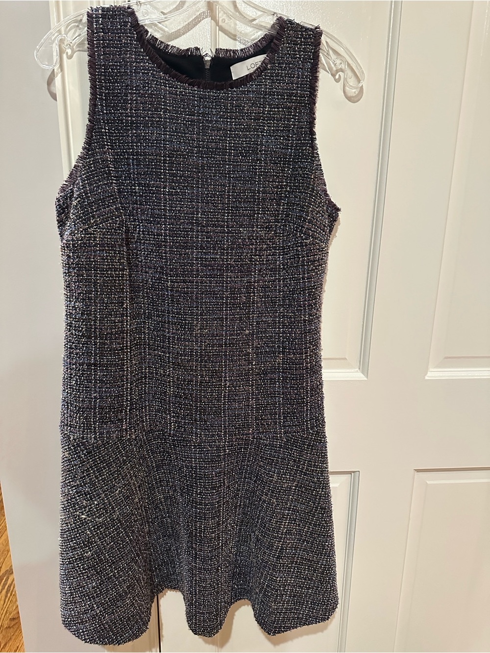 LOFT Sleeveless Tweed A-Line Dress in Dark Plum